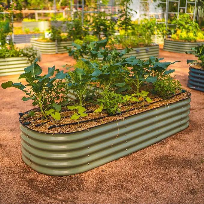 Vego garden Raised Garden Bed Kits, 17" Tall 6 in 1 Modular Metal Raised Planter Bed for Vegetables Flowers Patio Ground Planter Box-Olive Green by GreenHaven Gardens