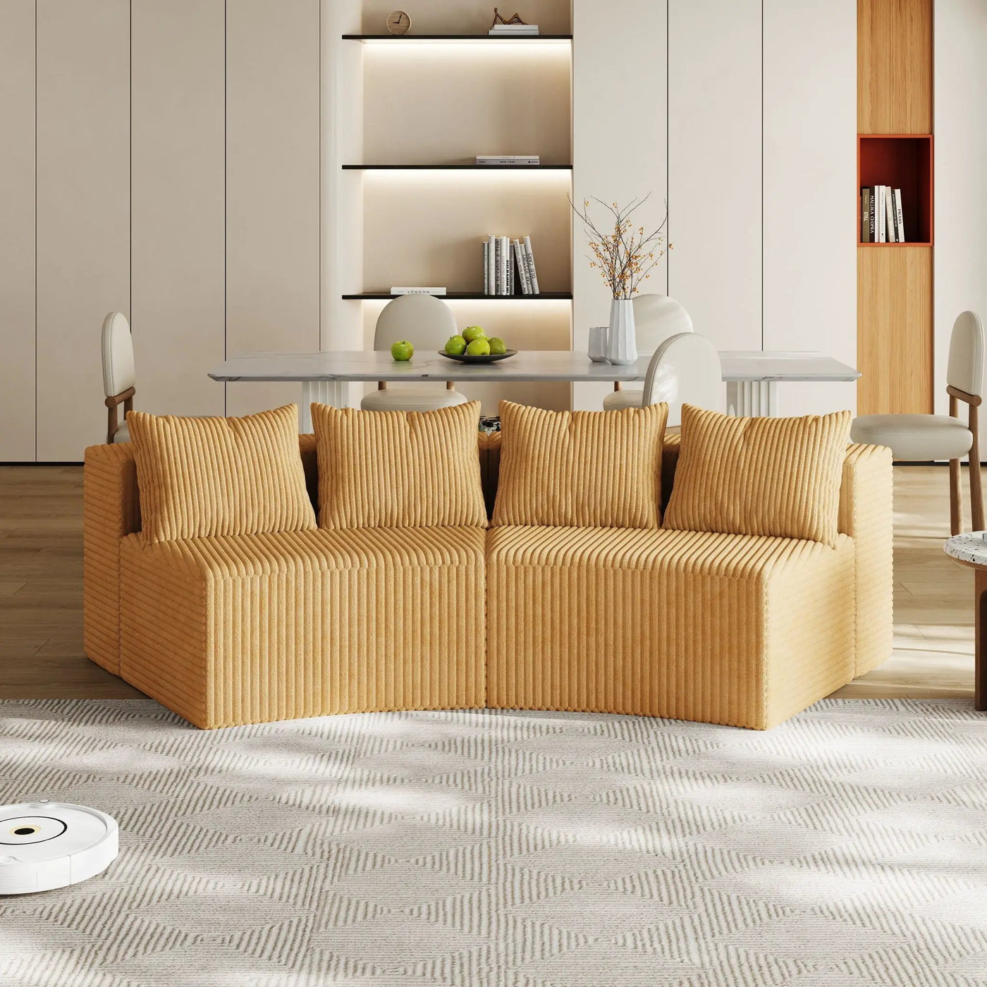 Curved Sectional Sofa With 4 Pillows, Modular Semi Circular Design by HouseOfZazla