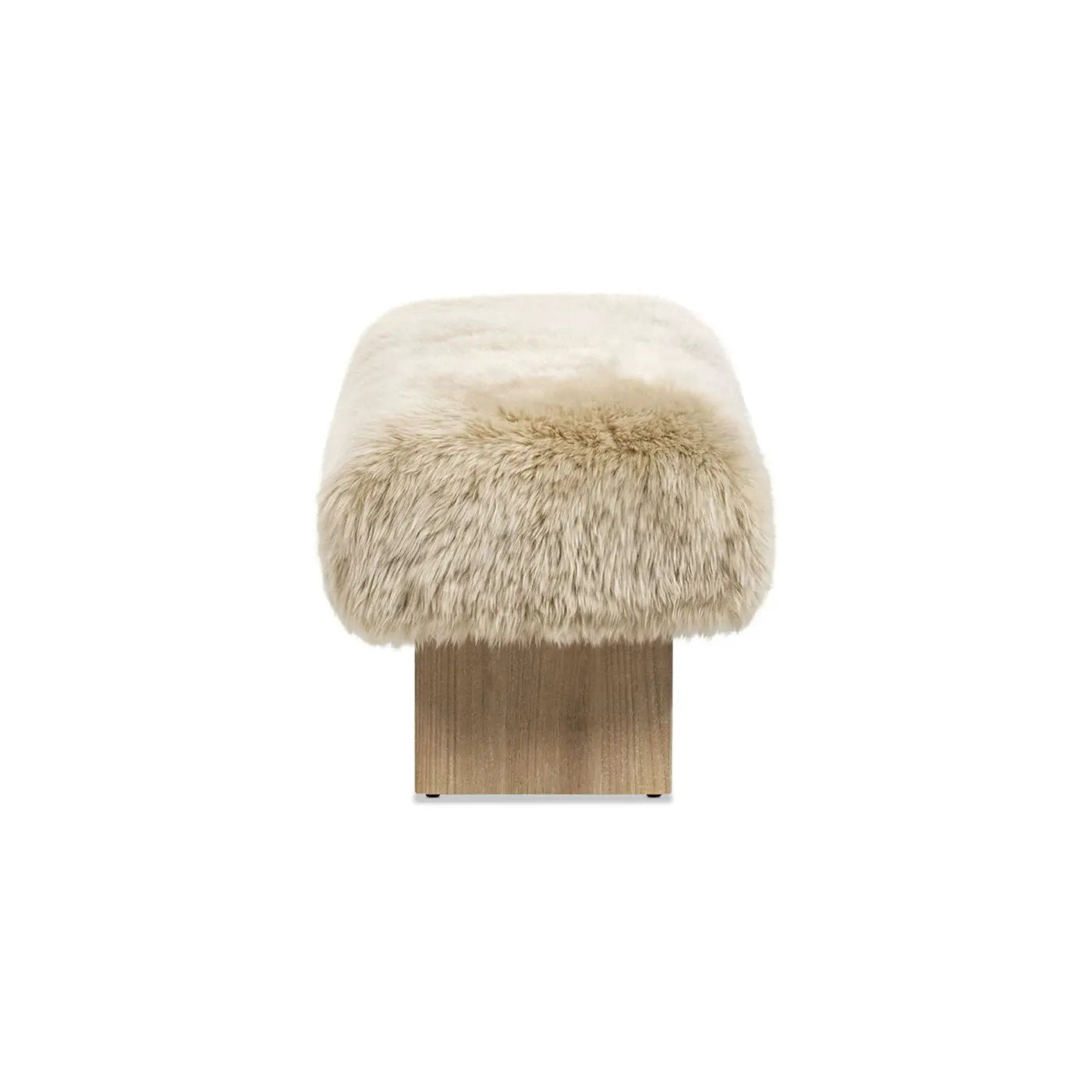 Leda - Sheepskin Fur Rectangular Accent Bench - Natural Blonde by HouseOfZazla
