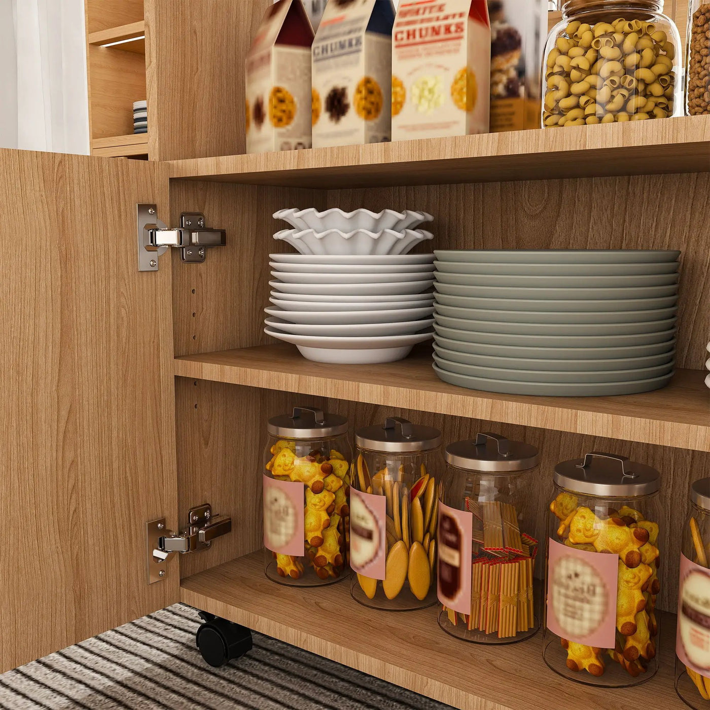 Multi Functional Folding Table With Storage Shelves And Wheels by Unique Piece Furniture