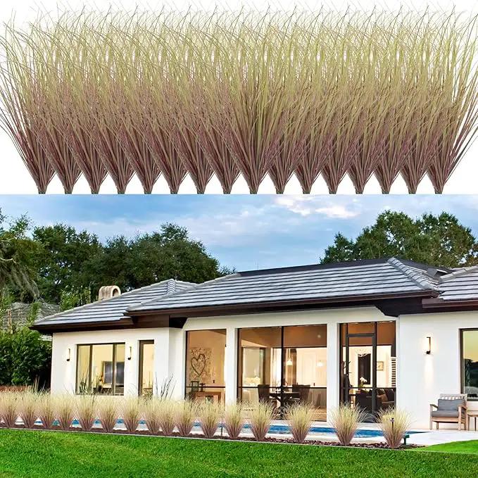 48Pcs Artificial Grass Plants, Faux Shrubs Wheat Grass, Artificial Tall Grass Fake Plants for Outdoor Decor,Artificial Greenery Stems Weed for Room Indoor Home Decor（Light Purple） by GreenHaven Gardens