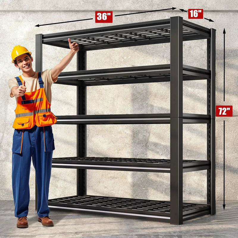 REIBII Garage Shelving 3000LBS, Heavy Duty Storage Shelves, Adjustable Industrial Metal Shelving Unit for Garage, Basement, Pantry, Warehouse,Commercial, 36" W x 16" D x 72" H, 3 Pack by GreenHaven Gardens