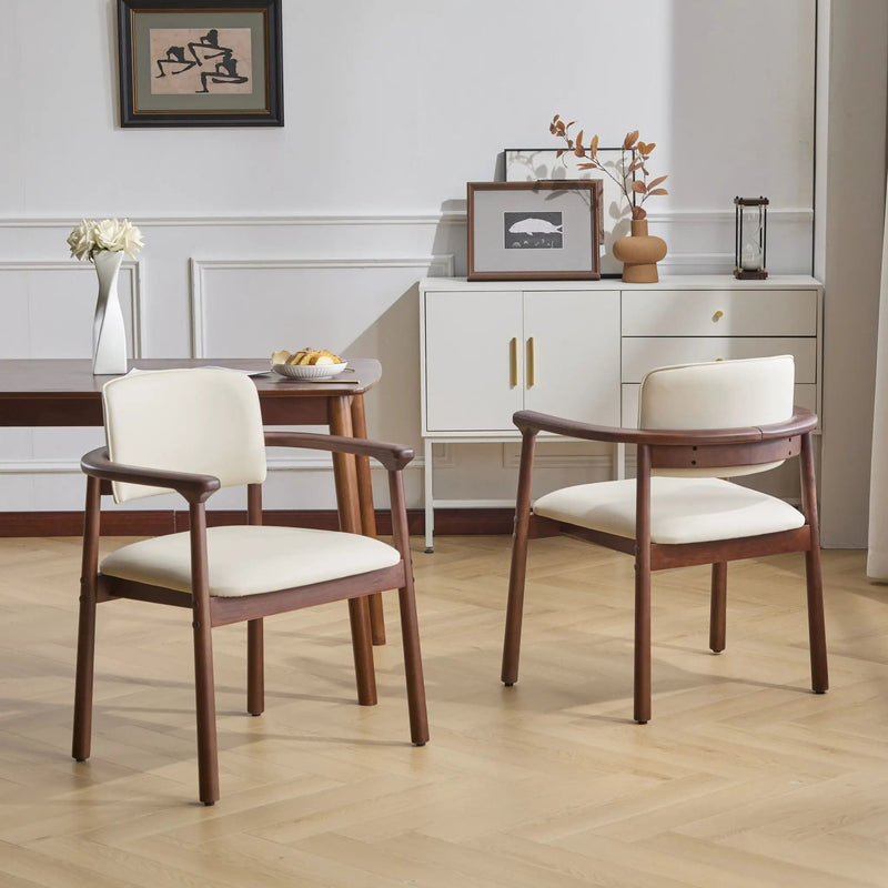 Dining Room Chairs, Ideal For Home & Kitchen (Set of 2) - Beige / Dark Walnut by HouseOfZazla