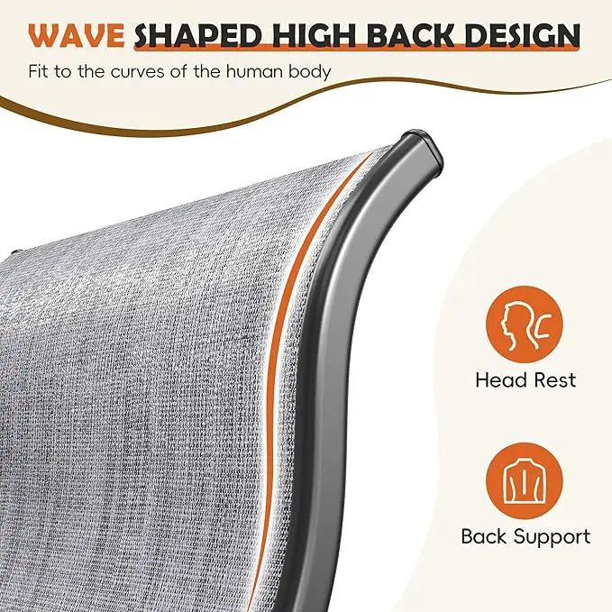 UDPATIO Outdoor Dining Chairs Set of 4, High Back Wide Seat Patio Furniture Chairs with All Weather Breathable Textilene, for Lawn Garden Backyard, Grey White by GreenHaven Gardens