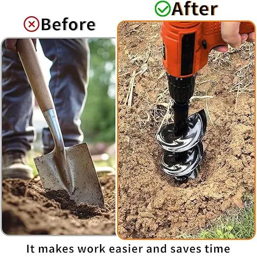 4 x 16 Inch Auger Drill Bit for Planting–Garden Spiral Hole Drill Planter for Bulbs, Bedding Plants & Umbrella Holes|3/8" Hex Drive|The Ultimate Bulb Planter Tool for Cordless Drill by GreenHaven Gardens
