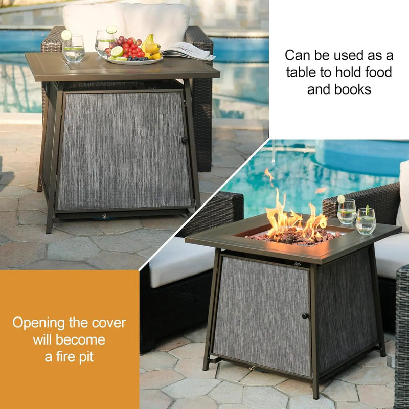 BALI OUTDOORS 50,000 BTU Propane Fire Pit Outdoor, 28 inch Propane Fire Pit Table Square, Gas Firepits for Outside Patio, Garden, Backyard by GreenHaven Gardens