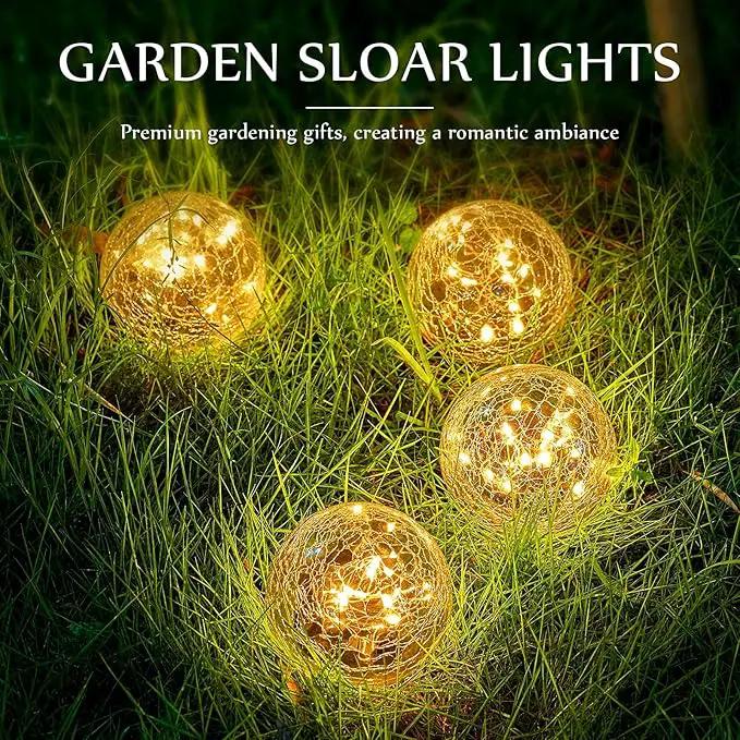 Honoson 3.9 Inch Solar Globe Lights Outdoor Waterproof, Solar Balls for Garden Cracked Glass Ball, Ground Landscape Garden Decor for Patio and Yard Lawn Backyard (4 Pieces) by GreenHaven Gardens