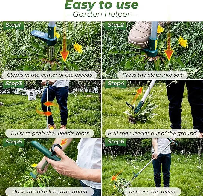 Walensee Weed Puller, Stand Up Weeder Hand Tool, Long Handle Garden Weeding Tool with 3 Claws, Hand Weed Hound Weed Puller for Dandelion, Standup Weed Root Pulling Tool and Picker, Grabber (1 Pack) by GreenHaven Gardens