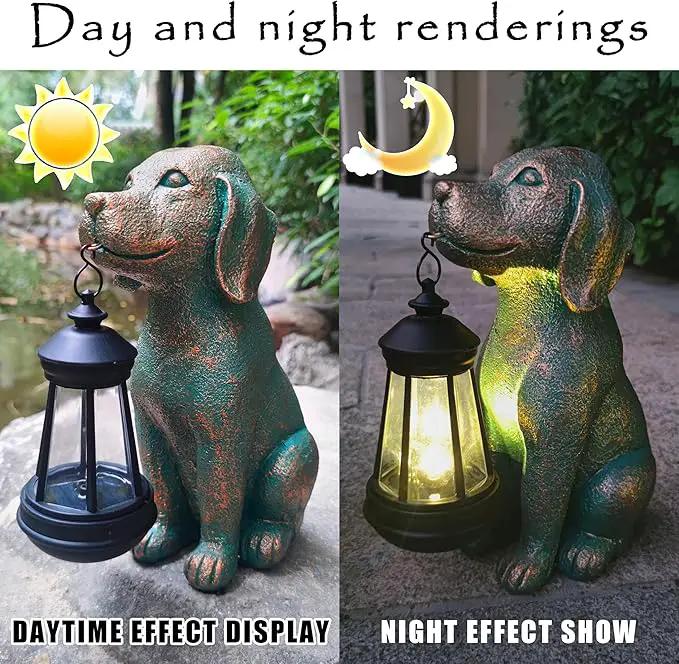 Dog Garden Statues with Solar Lantern Outdoor Decor-Dog Solar Figurines Lights Decorations for Patio Yard Lawn Ornaments-Gifts for Birthday Easter Housewarming by GreenHaven Gardens