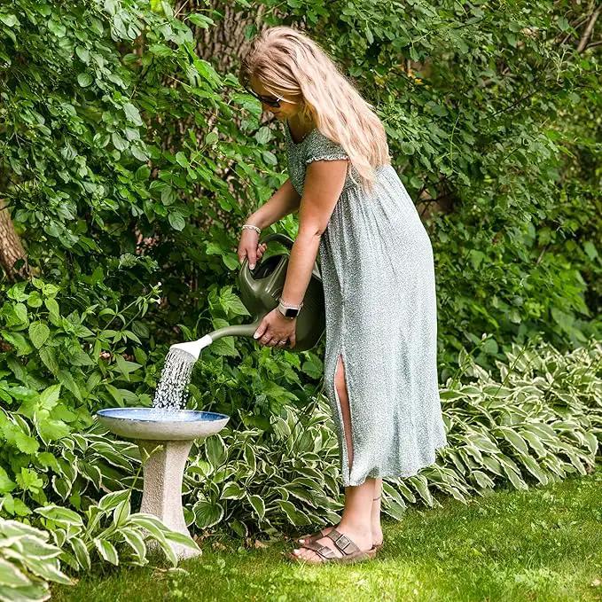 Sunnydaze Ceramic Bird Bath for Outside - 16" H - UV- and Frost-Resistant - Pedestal Bird Bath - Blue Glazed Bowl - White Lava Finish by GreenHaven Gardens