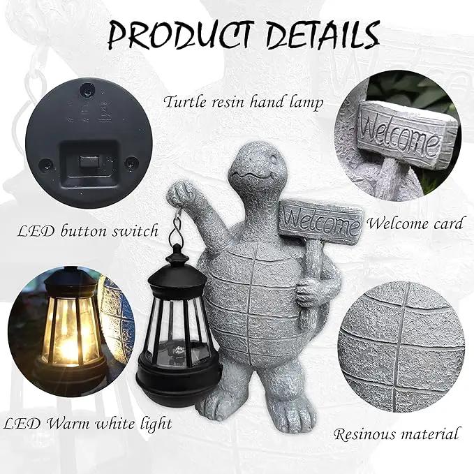 Solar Turtle Garden Outdoor Statues,Resin Turtles Figurine Decorations with Solar Lights Lantern, Outdoor Turtle Art Decor for Lawn,Yard, Unique Housewarming Gift for Garden Home by GreenHaven Gardens