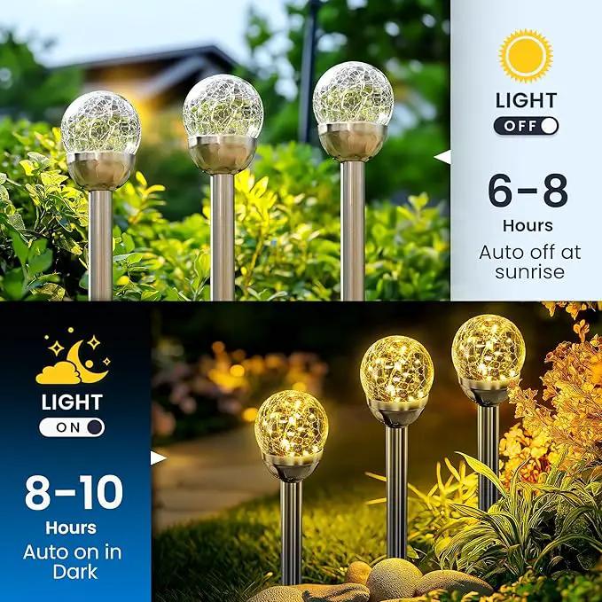 SOLPEX Solar Garden Lights String, 6 Pack Outdoor Christmas Decoration Warm White Solar Powered Cracked Glass Ball Lights, Waterproof for Patio Decoration by GreenHaven Gardens