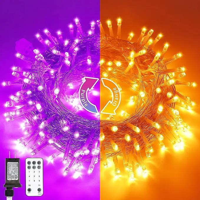JMEXSUSS Halloween Decoration Lights, 200 LED Orange Purple Halloween Lights Clear Wire, 11 Modes Connectable Halloween String Lights Indoor Outdoor Plug in for Halloween Tree Decorations by GreenHaven Gardens