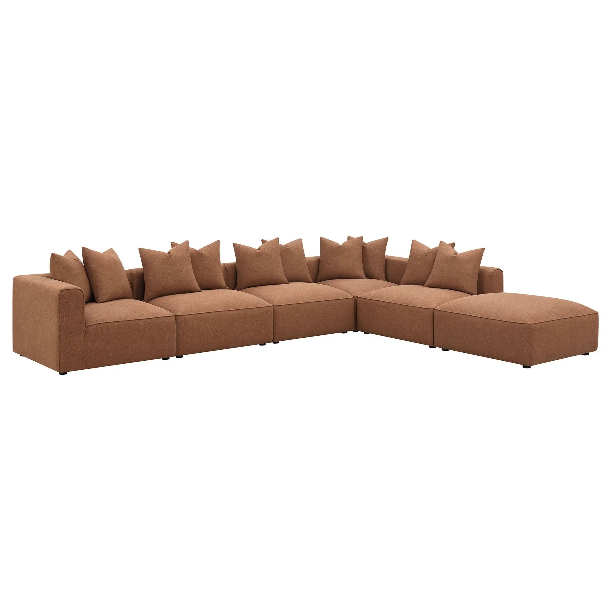 Colleen - 6 Piece Modular Sectional With Tight Seats - Terracotta by HouseOfZazla