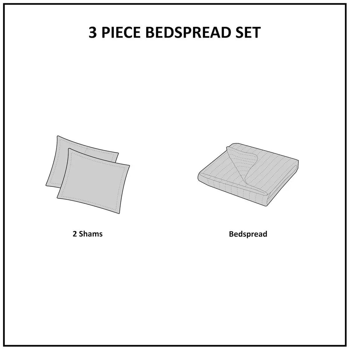 3 Piece Reversible Bedspread Set Cream King/Cal King by HouseOfZazla