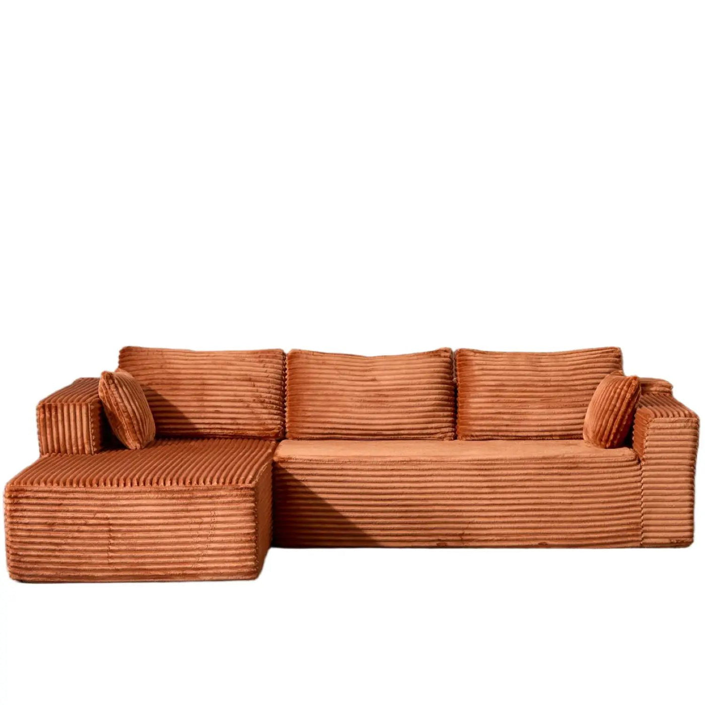 Compression Sectional Couch With Comfy Chaise, Boneless L Shape Sofa With Deep Seat by HouseOfZazla