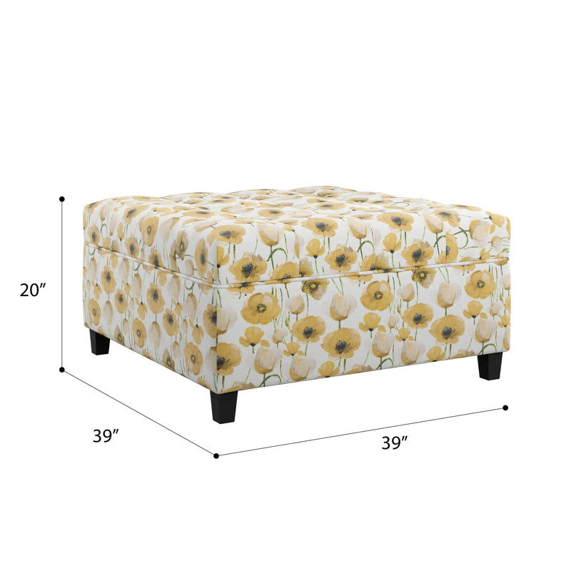 Floral Storage Ottoman With Traditional Design - Gold by HouseOfZazla