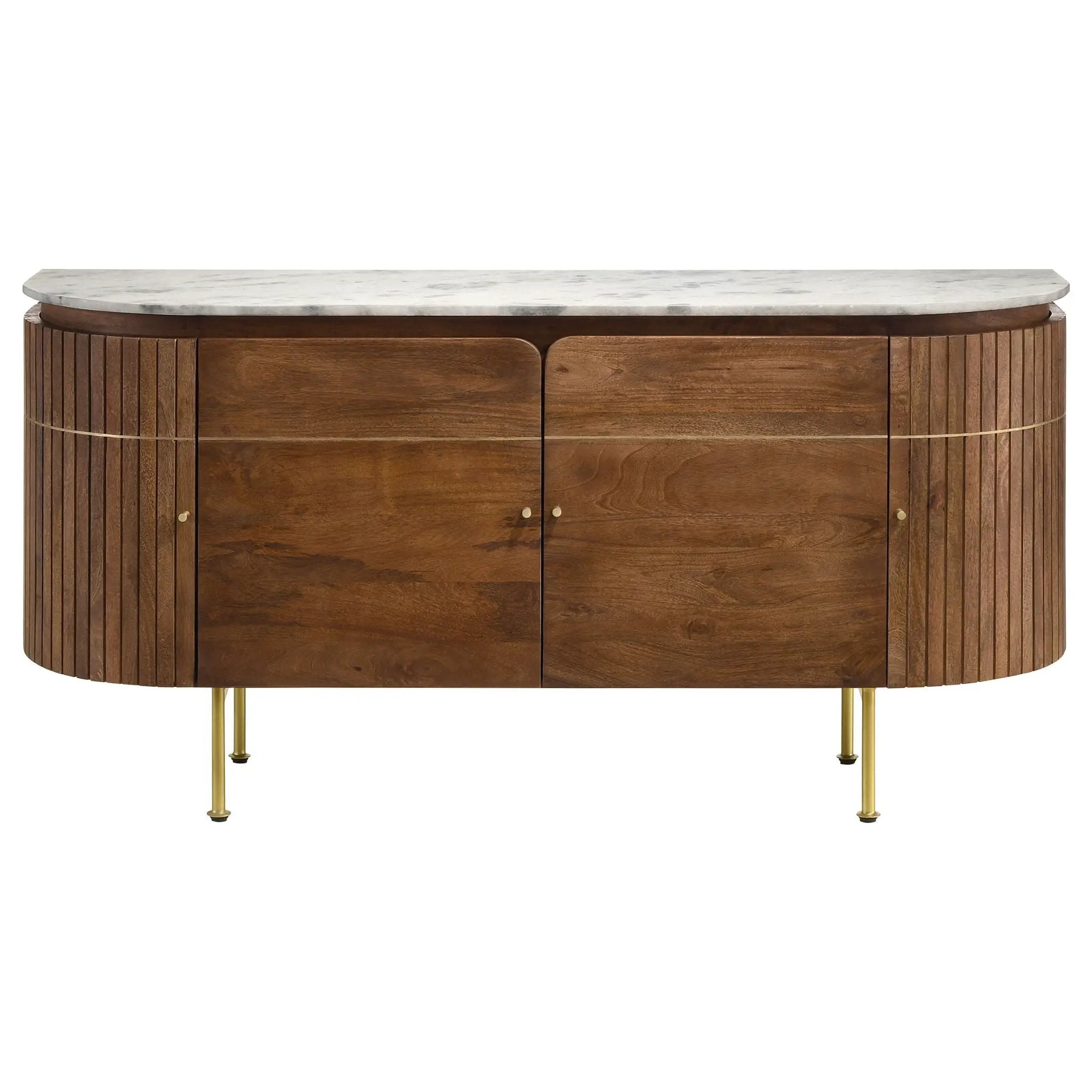 Ortega 4-door Marble Top Sideboard Buffet Cabinet Natural by Unique Piece Furniture