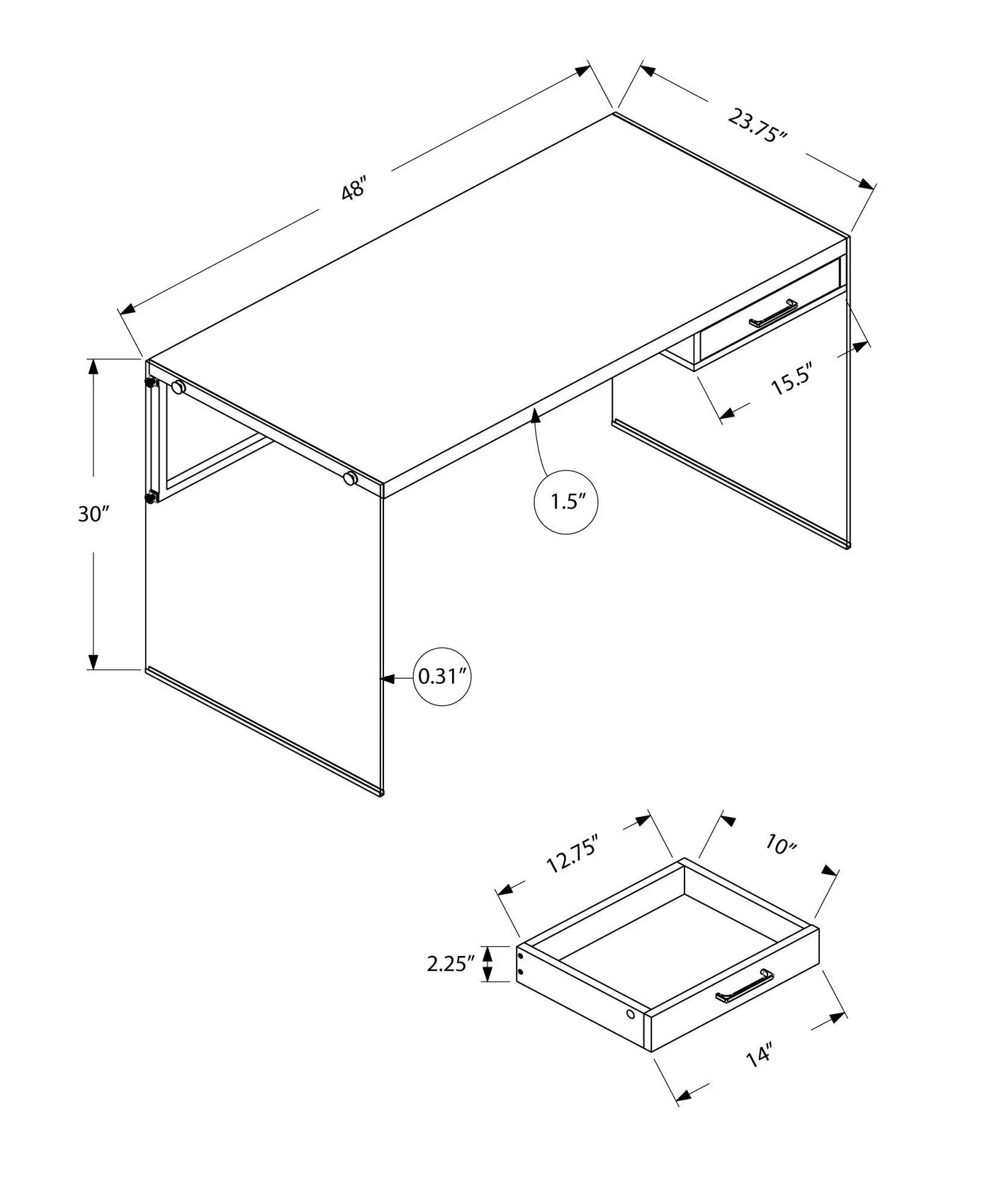 Contemporary Design Computer Desk For Home Office, Storage Drawers by HouseOfZazla
