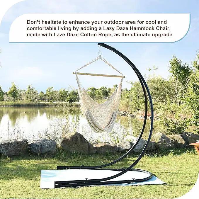 Lazy Daze Hammocks Chair Caribbean Hanging Rope Weaving Chair with 40" Hardwood Spreader Bar and Soft-Spun Cotton Rope for Indoor/Outdoor Backyard & Living Room, Max 300 LBS, Natural by GreenHaven Gardens
