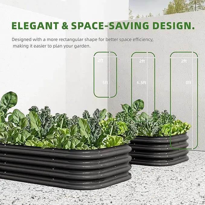 DaisyVibe Raised Garden Bed Kit, Planter Raised Garden Boxes Outdoor, Oval Large Metal Raised Garden Beds for Vegetables Flowers (Grey, 5ftx2ftx1ft) by GreenHaven Gardens
