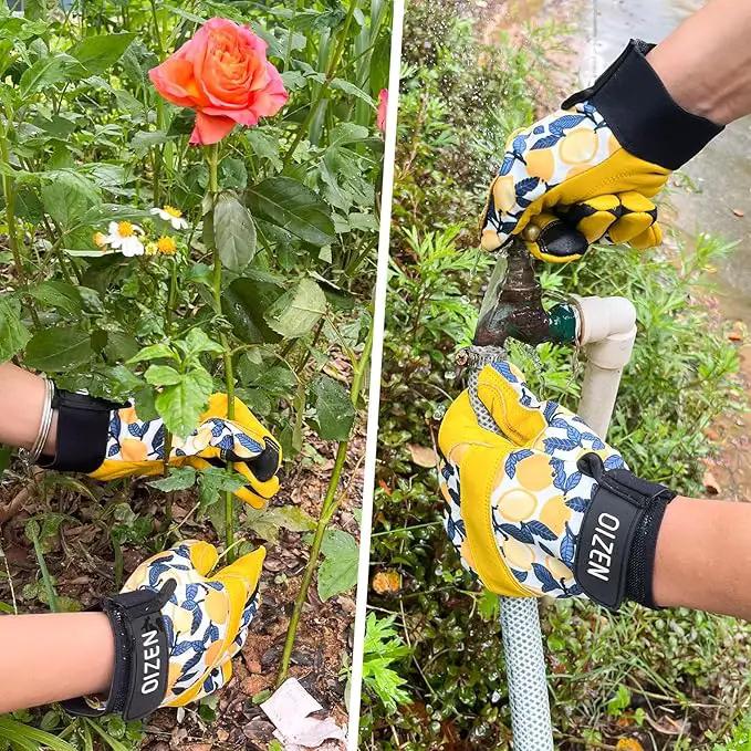 Cowhide Leather Thorn Proof & Puncture Resistant Gardening Gloves for Women and Men, Touchscreen Compatible Working Gloves for Weeding, Digging, Planting, Gardening Gifts for Women (Small) by GreenHaven Gardens
