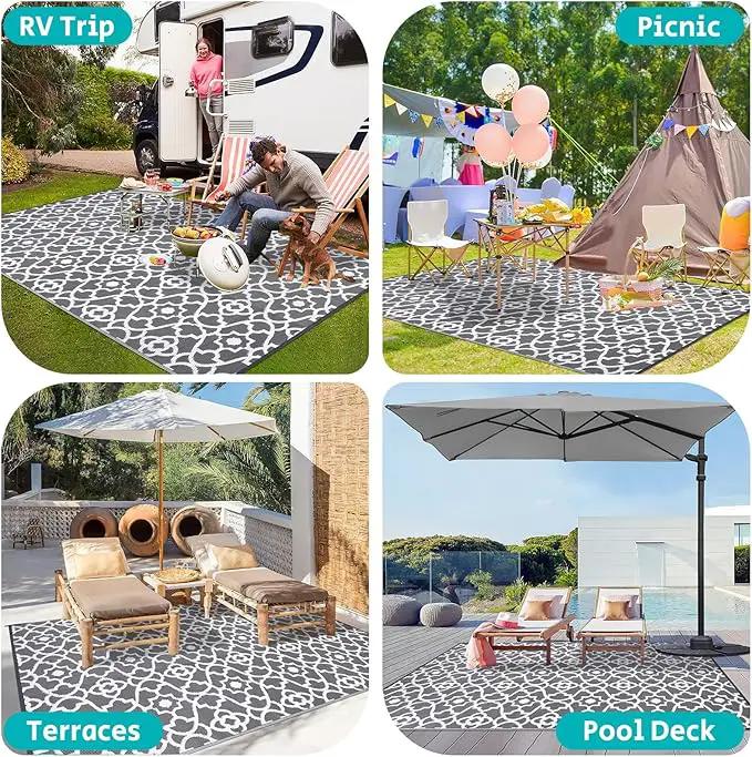 HEBE Outdoor Rug Waterproof 8x10, Plastic Straw Rug Camping Rug, Reversible Outdoor Patio Rugs RV Mat Clearance, Indoor Outside Floor Carpet for Porch,Deck,Camper,Balcony,Backyard by GreenHaven Gardens