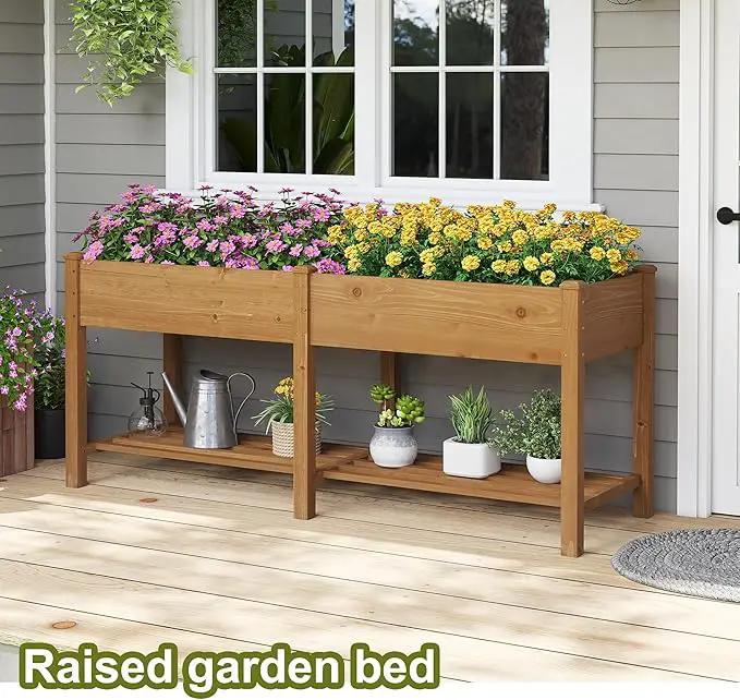 GHWIE Raised Garden Bed with Shelf,Elevated Wooden Planter Box with Legs,Garden Planter for Backyard, Patio, Balcony by GreenHaven Gardens