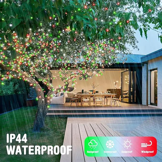 JMEXSUSS Connectable Red White and Green Christmas Lights, 8 Modes 100 LED Twinkle String Lights Indoor, Clear Wire Plug-in String Lights Outdoor Waterproof by GreenHaven Gardens