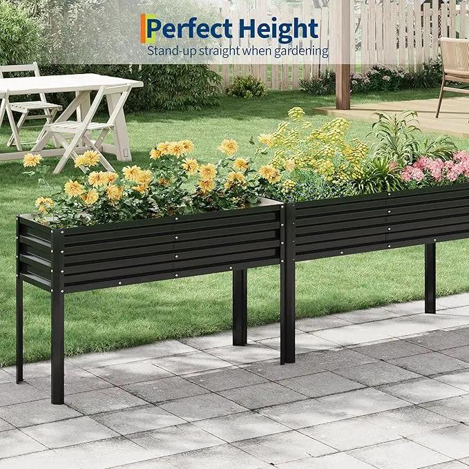 Galvanized Raised Garden Bed with Legs - 50×32×17In Metal Planter Box for Vegetables, Outdoor Raised Garden Beds Gardening, Durable Planter Raised Beds, Sturdy Planters for Outdoor Plants (Black) by GreenHaven Gardens
