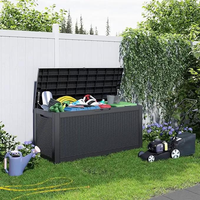 DRATO 100 Gallon Large Deck Box, Outdoor Storage Box for Patio Furniture, Patio Cushions, Gardening Tools, Pool Supplies,660lbs Weight Capacity,Waterproof Resin Storage Boxes by GreenHaven Gardens