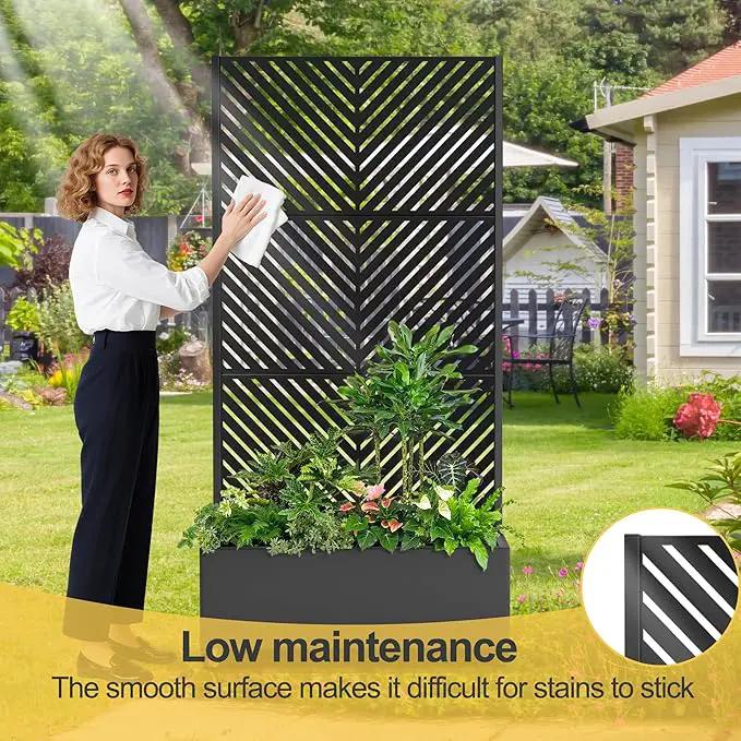 Raised Garden Bed with Trellis and Wheels,73"x35"x16" Metal Raised Garden Bed,Black Parallel Metal Planter with Climbing Trellis for Vines & Vegetables by GreenHaven Gardens