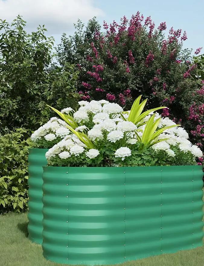 2 Pcs Raised Garden Beds Outdoor 4x2x2ft - Galvanized Steel Planter Box for Vegetables, Flowers, Rust-Resistant Garden Box, Easy Assembly Raised Beds, Durable Planters for Outdoor Plants, Green by GreenHaven Gardens