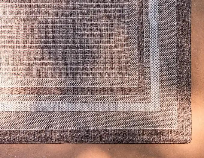 Unique Loom Outdoor Border Collection Area Rug - Soft Border (8' x 11' 4" Rectangle, Brown/ Ivory) by GreenHaven Gardens