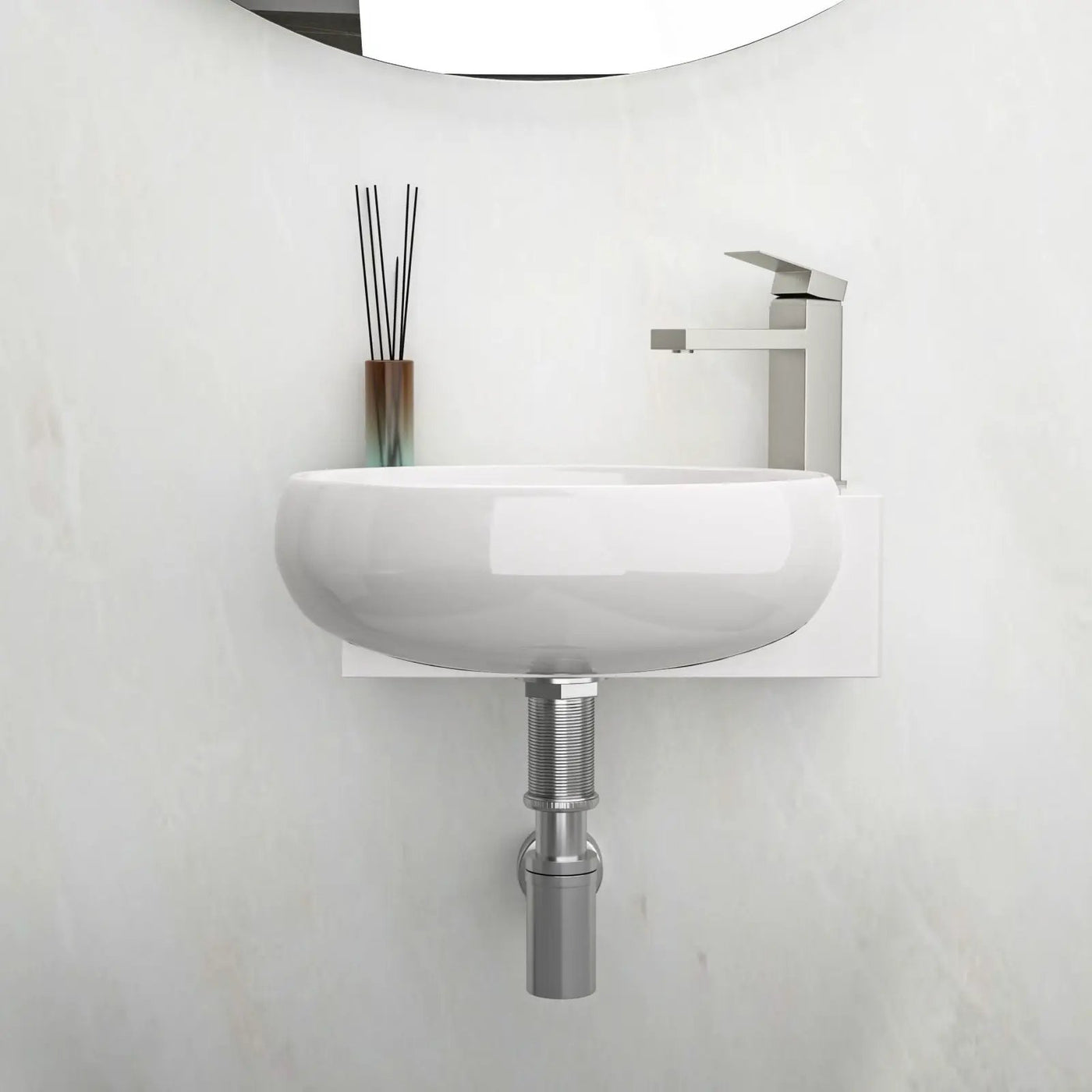 Modern Aesthetic Rectangle Wall Mount Bathroom Sink With Single Faucet Hole by HouseOfZazla