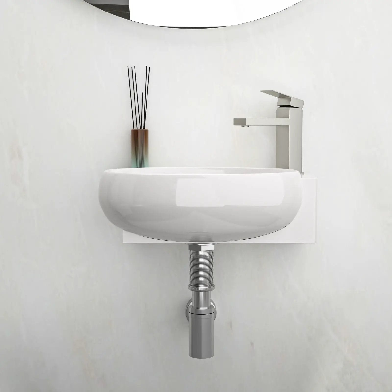 Modern Aesthetic Rectangle Wall Mount Bathroom Sink With Single Faucet Hole by HouseOfZazla