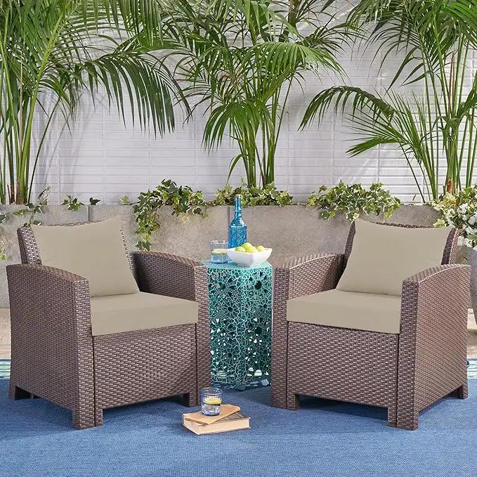 Outdoor Cushions for Patio Furniture, Waterproof Outdoor Chair Cushion w/Fade-Resistant, Removable & Machine-Washable Cover, 22x22 Inch, Deep Seat Sofa/Couch Pad Replacement – Set of 2, Cream by GreenHaven Gardens