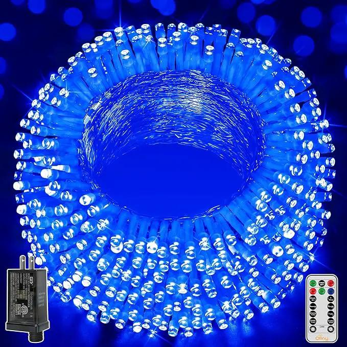 Ollny Christmas Lights Outdoor 800LED 262FT, Blue Plug in Fairy Lights with Remote, 8 Modes Waterproof Timers Dimmable LED String Lights for Indoor House Outside Bedroom Patio Balcony by GreenHaven Gardens