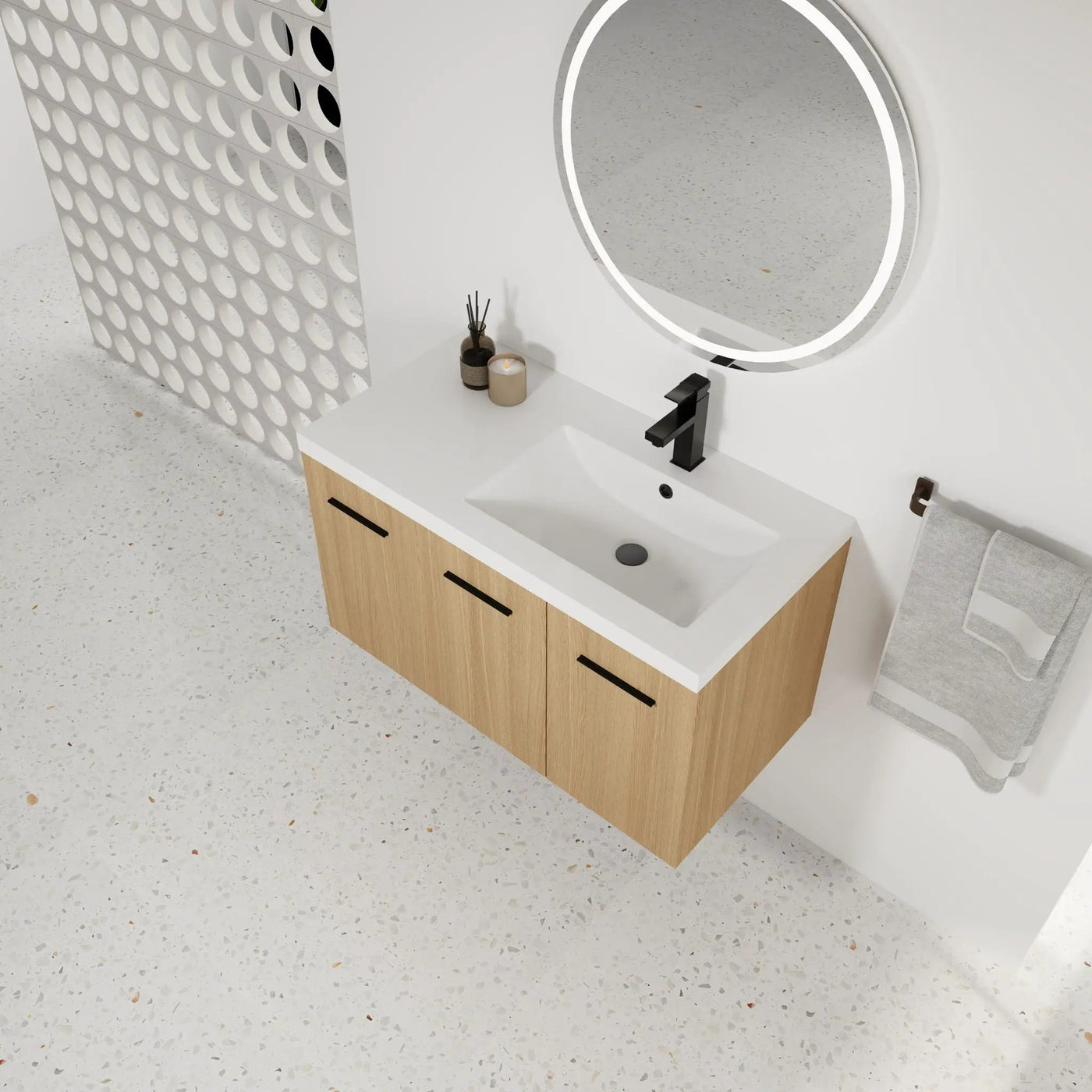 Wall Mounted Floating Bathroom Vanity With Sink, 3 Door Modular Cabinet by Unique Piece Furniture