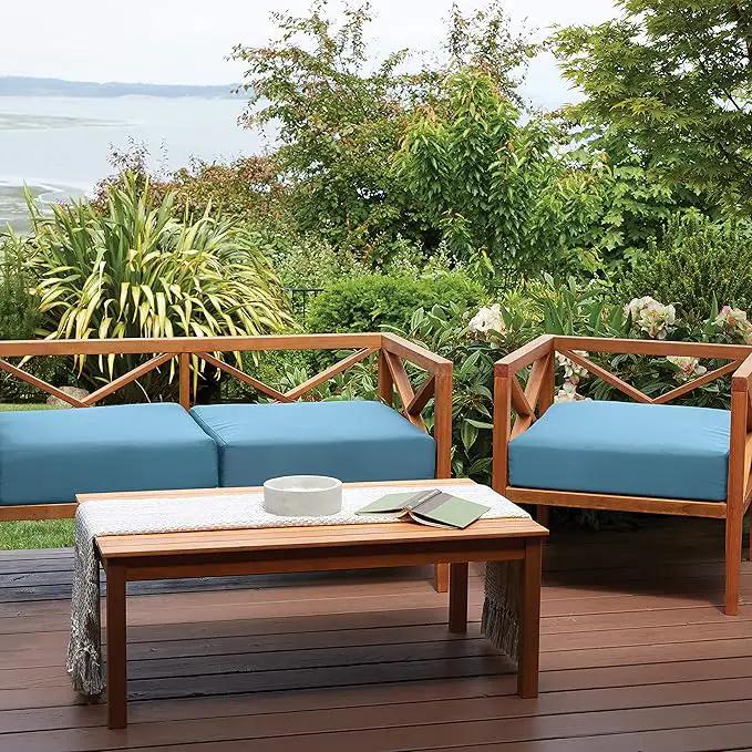 Classic Accessories Ravenna Water-Resistant 17 x 15 x 2 Inch Patio Seat Cushion, Empire Blue, Chair Seat Cushion by GreenHaven Gardens