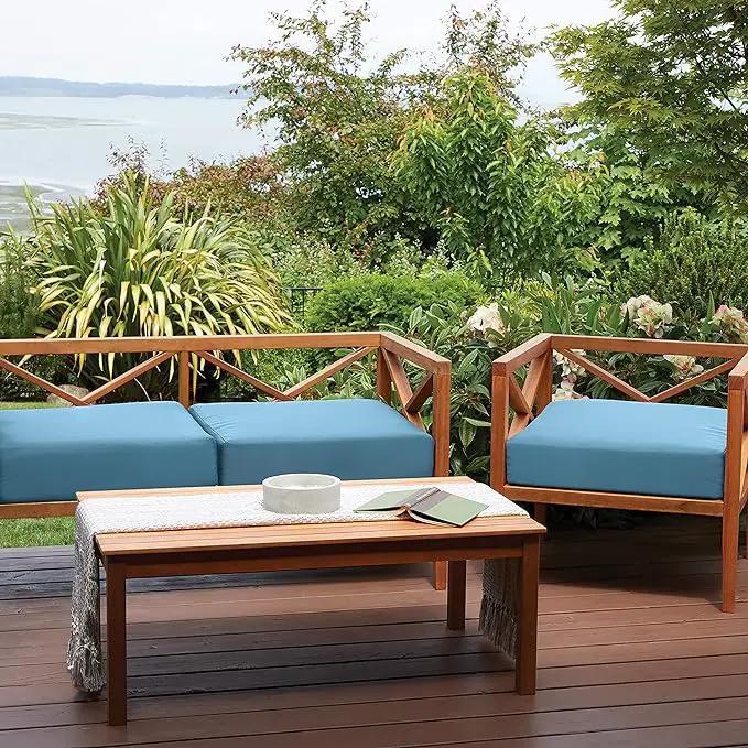 Classic Accessories Ravenna Water-Resistant 21 x 19 x 5 Inch Patio Seat Cushion, Empire Blue, Patio Loveseat Cushion by GreenHaven Gardens