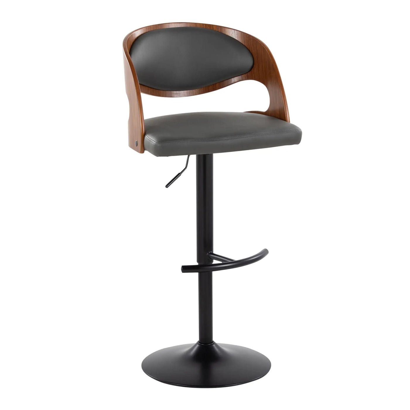 Pino - Mid Century Modern Adjustable Barstool With Swivel With Rounded T Footrest (Set of 2) by HouseOfZazla