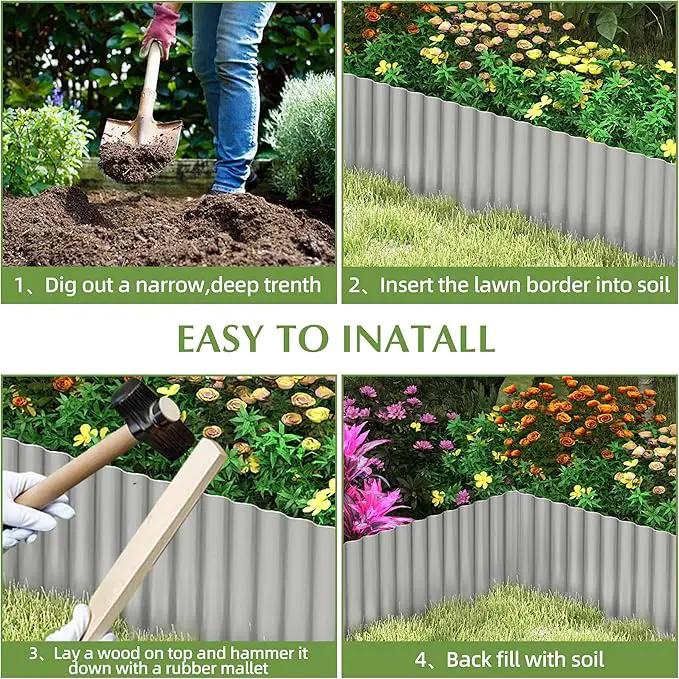 Metal Garden Edging Border, Corrugated Steel Landscaping, DIY for Lawn (Silver, 6 Inch x 40FT) by GreenHaven Gardens