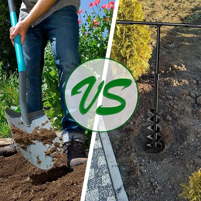 LONGRUN Manual Garden Hole Digging Drill Bit, Hand Drill Auger Post Hole Digger for Planting, Spiral Drill Planter for Bulb, Flower, Tree, Seedlings, Bedding Plants, Umbrella, Fence Holes-6"x 38" by GreenHaven Gardens