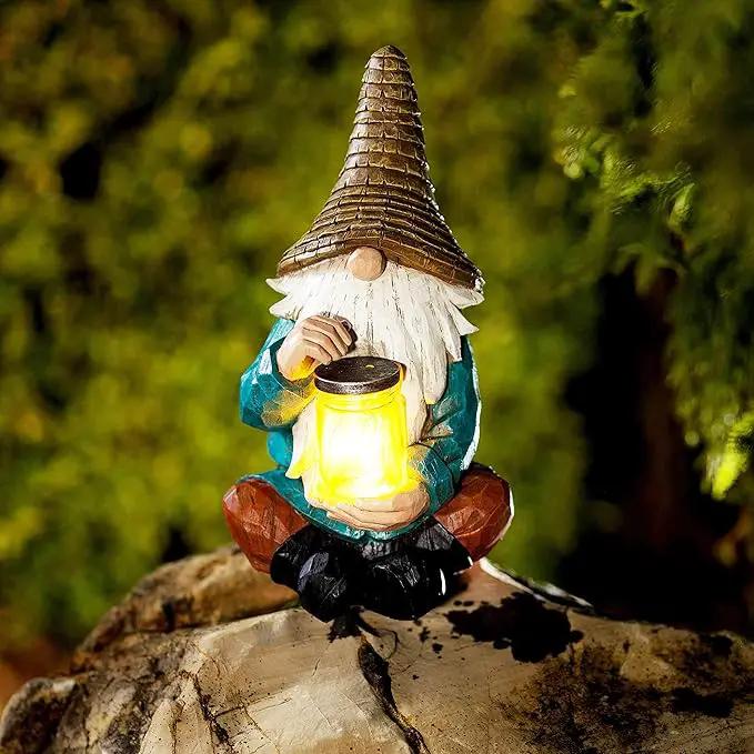 VP Home Firefly Jar Gnomes - Outdoor Garden Gnome with Solar Light - Durable Garden Decorations for Yard, Lawn, Patio - 10.5H x 7W x 5.5D - Weather-Resistant Gnome Statue by GreenHaven Gardens