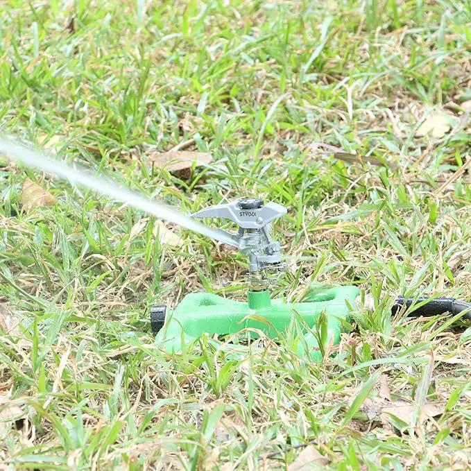 STYDDI Deluxe Pulsating Impact Sprinkler with Heavy Duty Metal Base, Pro Metal Adjustable Circular Water Sprinkler for Medium to Large Lawn, Yard, Garden and Large Areas, Coverage up to 6,360 Sq. ft by GreenHaven Gardens