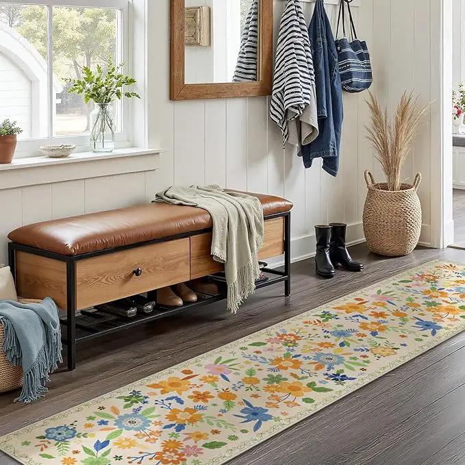 GENIMO Indoor Outdoor Area Rug 2' X 10' Waterproof, Washable Door Mat Non Shedding, Easy Cleaning Floral Outdoor Carpet for Patio, Entryway, Porch, Bathroom, Living Room, Bedroom, Backyard by GreenHaven Gardens