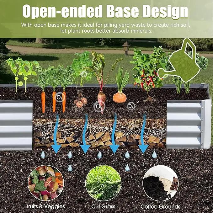Domi Galvanized Raised Garden Bed, Outdoor Planter Garden Boxes Large Metal Planter Box for Gardening Vegetables Fruits Flowers, Silvery (6x3x1ft) by GreenHaven Gardens