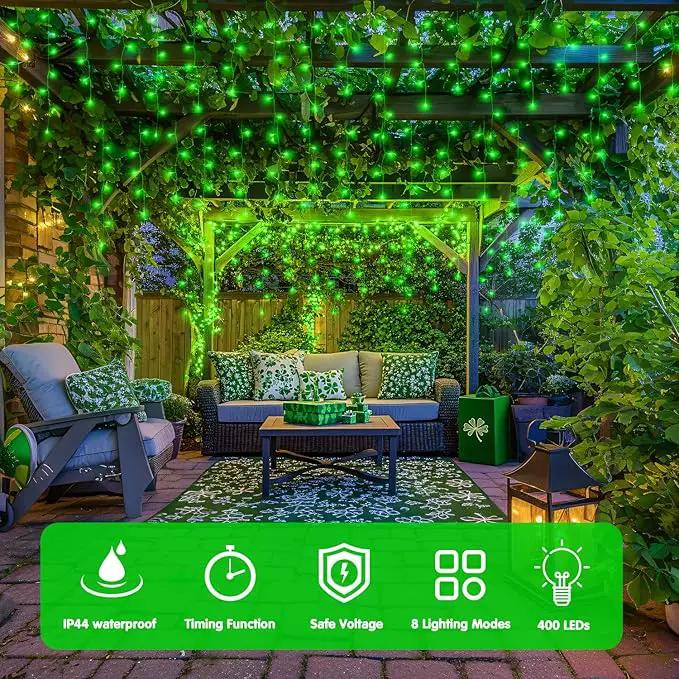 JMEXSUSS 400 LED 38.8F Green Icicle Lights for St Patricks Day Decorations, Green Christmas Lights Indoor Outdoor, Green String Icicle Lights for House Fireplace Party Yard Decoration by GreenHaven Gardens