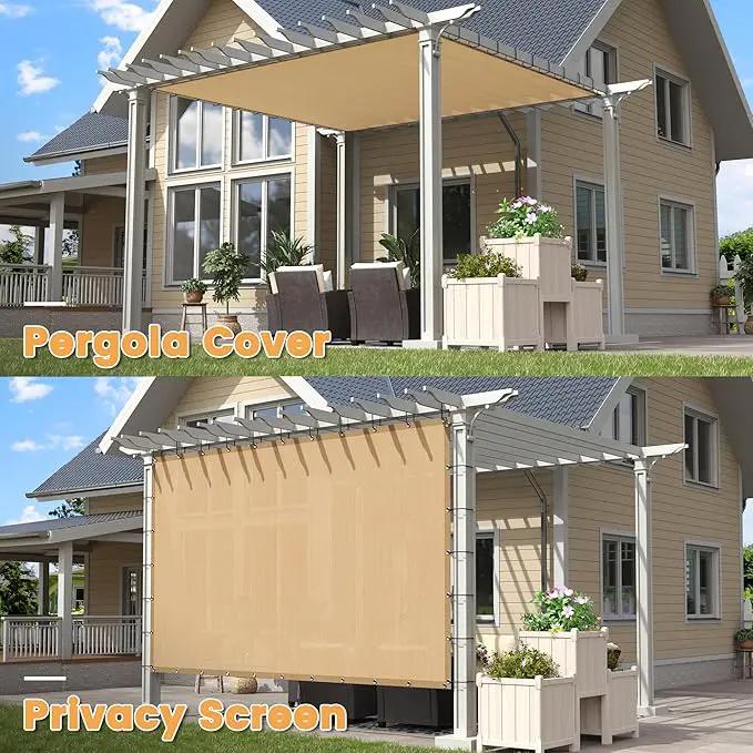 VICLLAX Shade Fabric Sun Shade Cloth with Every 2 FT Grommets for Patio Garden Pergola Cover Canopy 17x19 FT, Wheat by GreenHaven Gardens